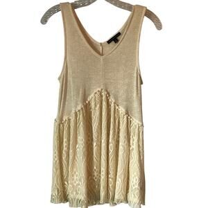 Signature Studio Top Small Womens Sleeveless Lightweight Sweater Lace Ivory NWT